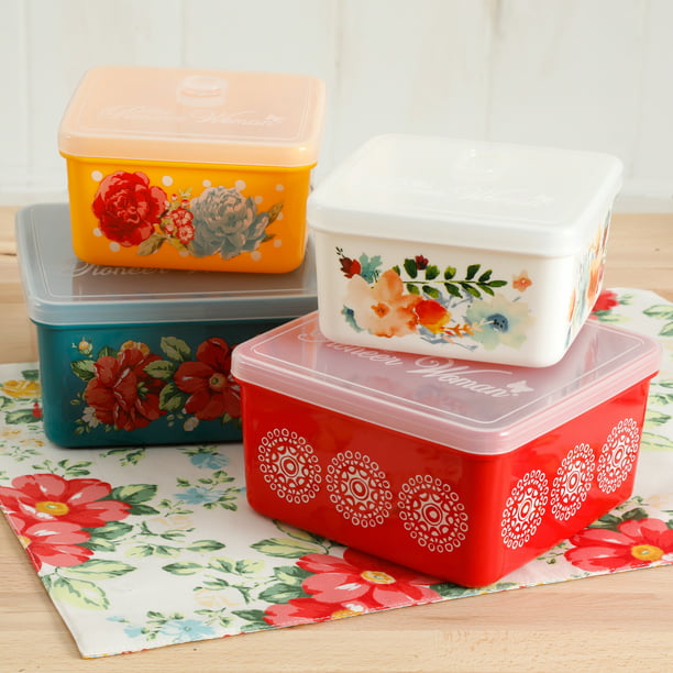 The Pioneer Woman 20 Piece Food Storage Containers Red Maize Set with Lids NEW